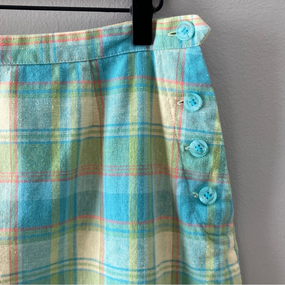 CHRISTOPHER & BANKS Pastel Plaid Linen Mini Skirt - Picture 3 of 4